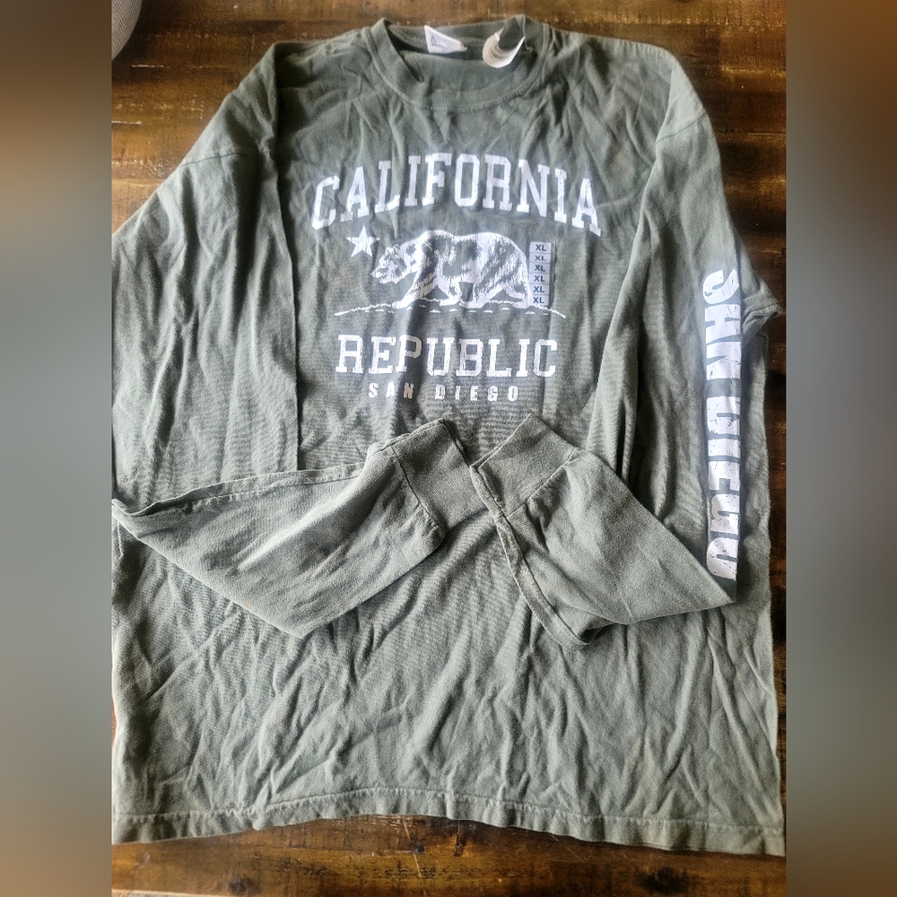 Olive Green California Republic Long Sleeve Tee